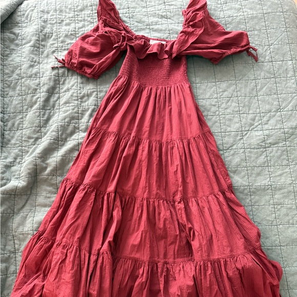 Hill House Corinne Nap Dress in Burgundy Shadow Stripe S - Picture 2 of 8